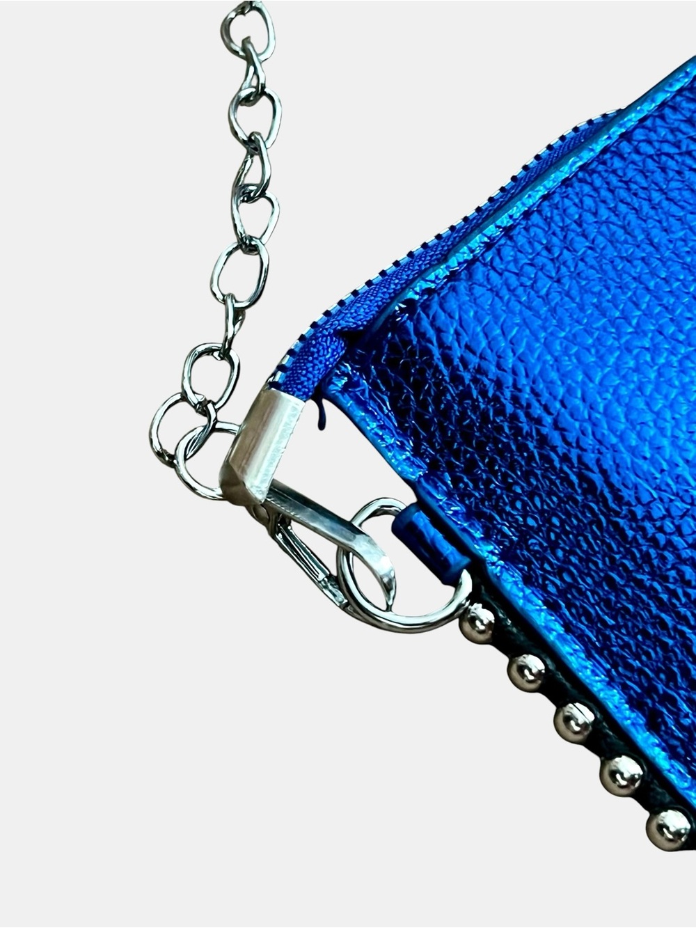 Color-Block Metallic Rainbow Crossbody Bag with Silver Chain Strap - Picture 6 of 9
